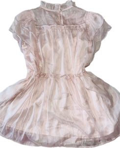 Sheer Pink Ruffled mid length top