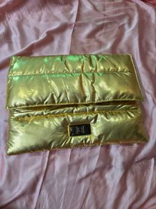 carolina herrera Gold Puffer Fold-Over Clutch