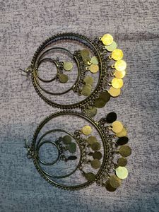 Boho Hoop Earrings with Coin Charms