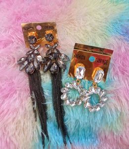 Price Drop Combo Of Black N White Diomond Earrings