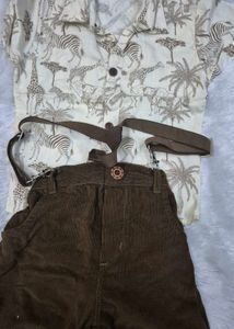 Kids Safari Print Shirt & Corduroy Shorts Set