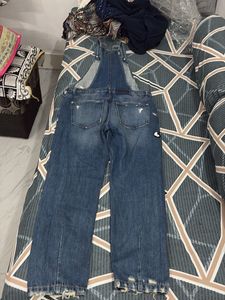 Distressed Denim Overalls