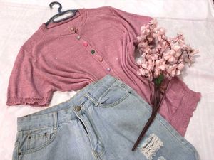 🎁 Y2K Sparkly Pink Cardigan O