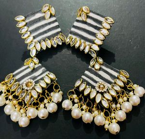 Fabric Fancy Long Size Earrings