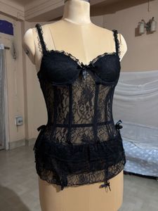 Black Lace Corset Bodysuit