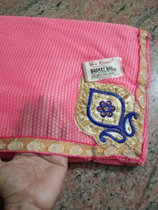Pink Saree with Embellished Border