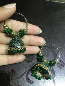 Stunning Green Jhumka Earrings