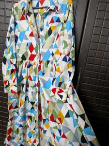 Colorful Geometric Print Shirt Dress