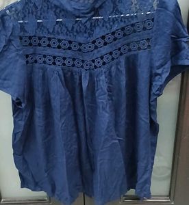Elegant Navy Blue Lace Top