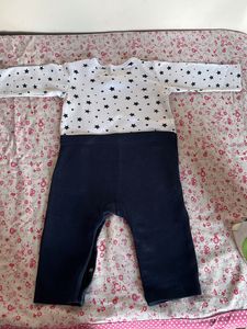 Babyhug Blue And White Romper
