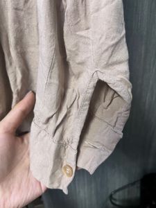 Beige Long Sleeve Top with Pockets