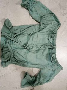 Off-Shoulder Mint Green Top