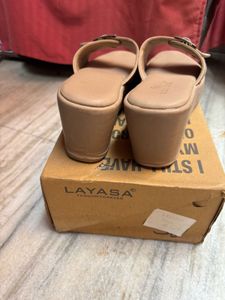 Women's Beige Buckle Slides
