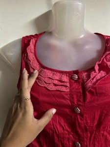 Red Button-Up Top