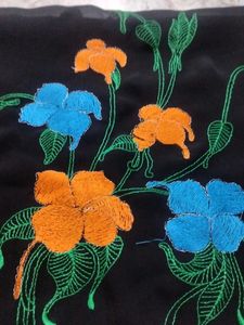 Embroidered Black Georgette Saree
