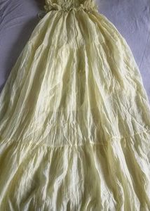 Yellow Spaghetti Strap Tiered Dress