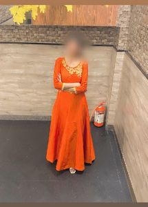 Elegant Orange Ethnic Gown