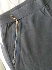 Chic Black Pants with Gold Zippers