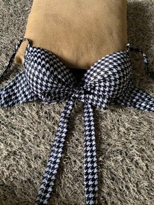 Houndstooth Print Bikini Top