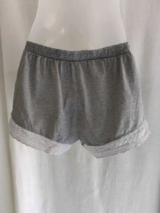 Cozy Striped Pajama Shorts with Lace Trim
