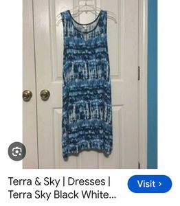 Terra&amp;sky Blue Tie-Dye Sleeveless Top
