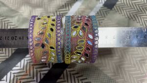 Embellished Mirror Work Bangles Set