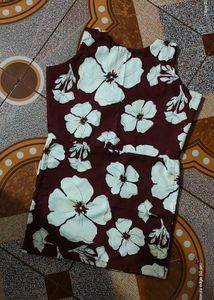 Floral Print Sleeveless Top kurti stitched by me
