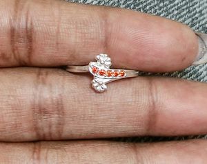 Elegant Silver Ring with Red Stones