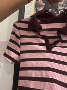 Striped Collared Crop Top
