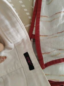 Ginger White Fringed Shorts with Tropical Print