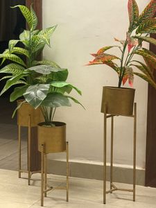 Set of 3 Gold Plant Stands