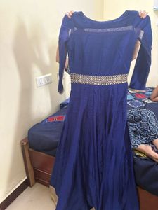 Royal Blue Embroidered Anarkali Gown