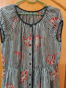 Striped Button-Up Midi Dress