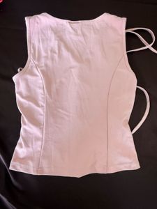 Pink Lace-Up Corset Vest Top