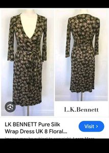 L.k. bennett Floral Print Silk Wrap Dress