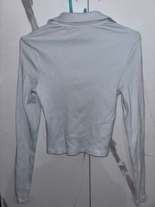 Ribbed Quarter Zip Long Sleeve Tops