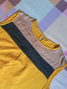 Yellow Sleeveless Striped Top