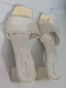 White Block Heel Sandals