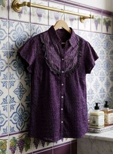 Elegant Purple Short Sleeve Blouse