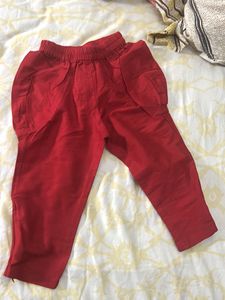 Red(100% cotton) &amp; Beige Kurta Set with extra paja