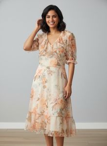 Floral Chiffon Midi Dress