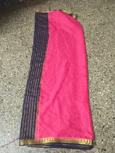 Price dropped Vibrant Pink Saree with Navy Blue