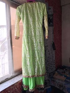 Elegant Neon green Embroidered Kurta Set