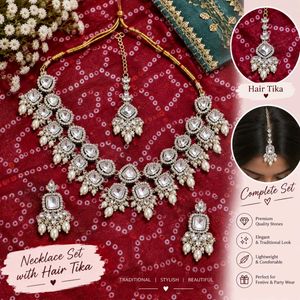 Elegant Kundan & Pearl Jewellery Set😍