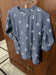 Geometric Print Lace-Up Top