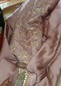 Satin Saree With Mirror Lace Border
