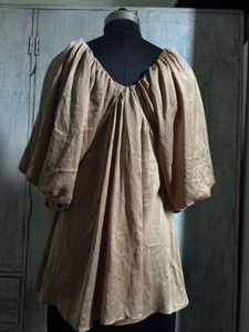 Chic Beige Ruched V-Neck Top