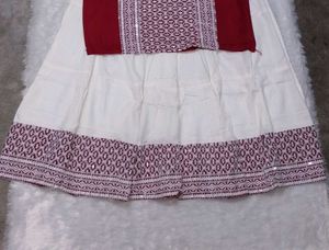 Maroon &amp; White Ethnic Kurta Set