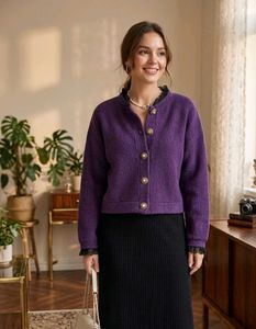 Chic Purple Button-Up Cardigan
