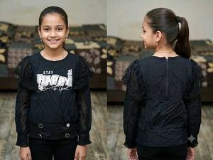 Black Top with "Stay Happy" Print